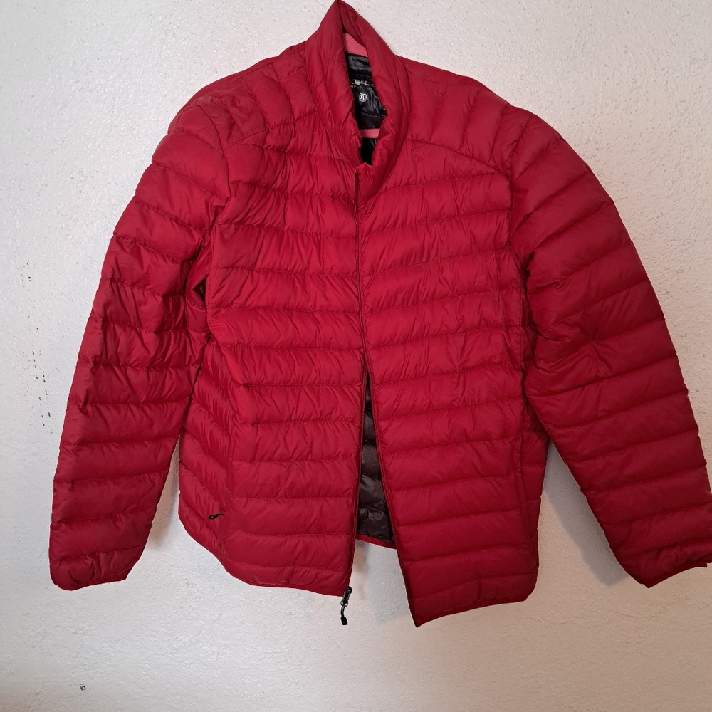 Red thinner puffer coat